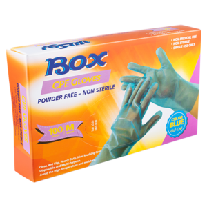 CPE Gloves Powder-Free Black (M) Size: Medium 100 PCS